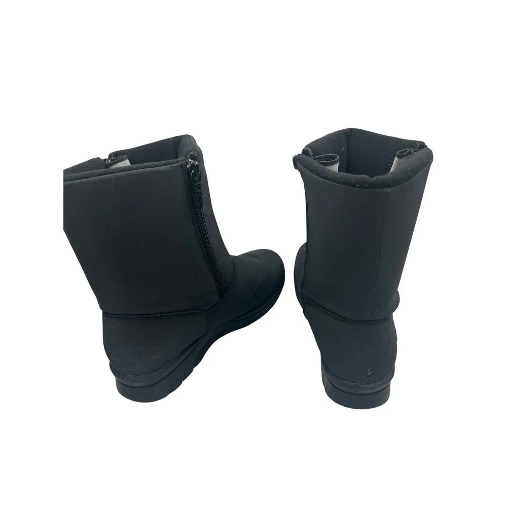 Totes Rosie Snow Boots Womens 9M Black Good Side Zip Fleece Lined Mid Calf